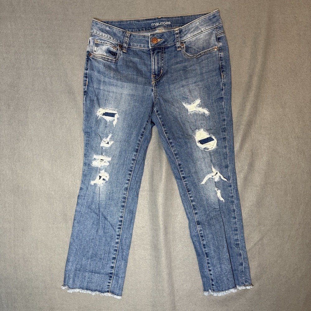 Maurice's Distressed Mid Rise Straight Denim Blue Jeans Women's Size 6